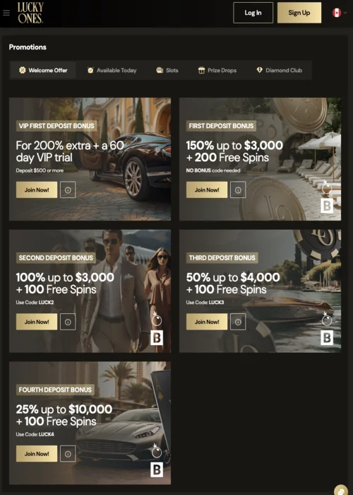 Welcome bonus LuckyOnes Casino<