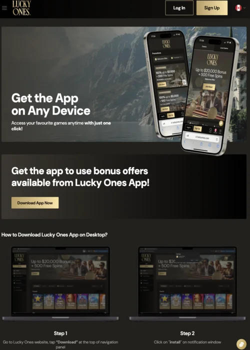 Web App LuckyOnes Casino<